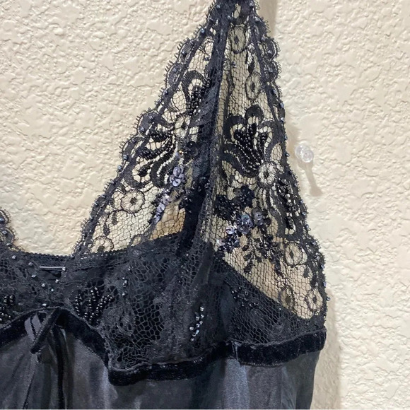MISS NAORY of Italy Black Silk Blend Beaded Lingerie Slip US Size Small - Picture 4 of 7